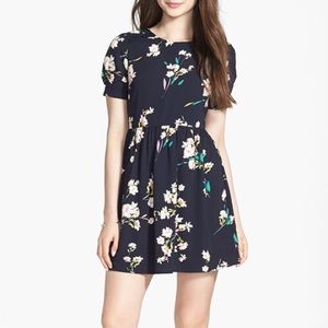 Soprano Navy Floral A-line Mini Dress